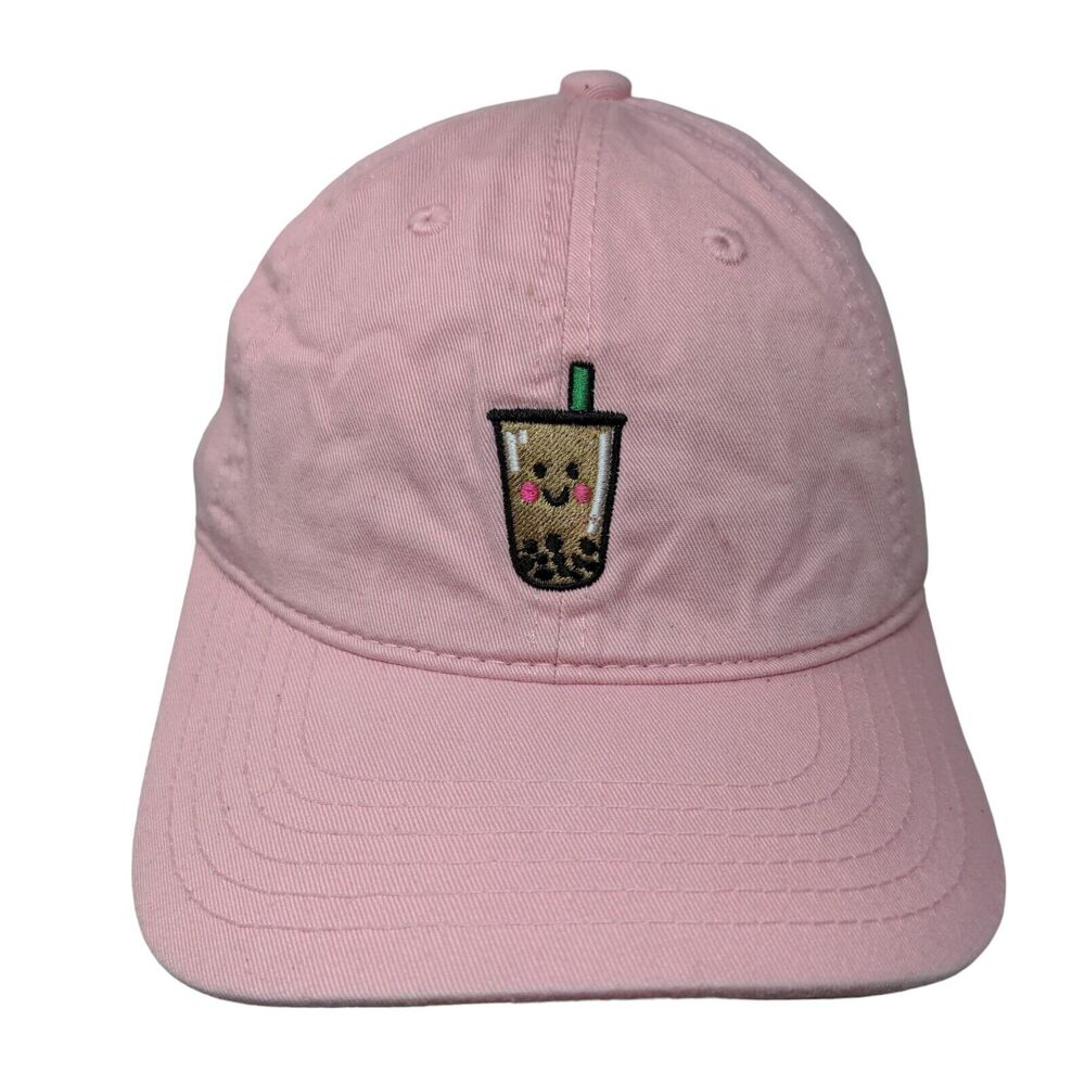 Boba Bubble Tea Slideback Hat Pink One Size Embroidered ChoKoLids